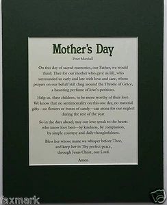 "Mother's Day" Prayer by Peter Marshall - Matted & Ready-to-Frame, 8" x 10"... - Picture 1 of 2