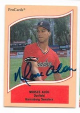 MOISES ALOU 1991 PRO CARDS AUTOGRAPHED SIGNED # 29 HARRISBURG SENATORS EXPOS