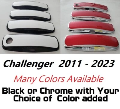 Superposiciones de manija de puerta personalizadas negras o cromadas 2011-2021 para Dodge Challenger  Foto 1 de 4