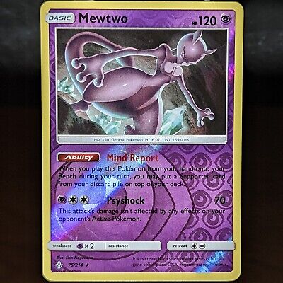 Mewtwo 75/214 LP/NM Reverse Holo Rare Unbroken Bonds Foil SM Pokemon TCG Card
