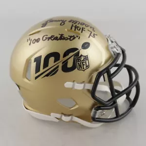 Lenny Moore Signed NFL 100th Season Speed Mini Helmet Inscribed HOF 75 PSA COA A - Picture 1 of 2