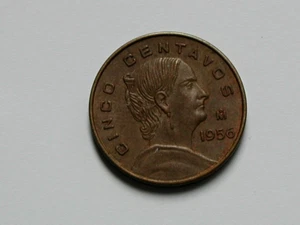 Mexico 1956 5 CENTAVOS Coin AU+ Brown with La Corregidora Josefa Ortiz - Picture 1 of 2