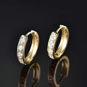 Women Jewelry 14k Gold Filled Womens Sapphire Crystal Fashion Hoop Earrings Gift - Picture 1 of 4