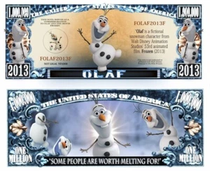 ✅ Pack de 100 Disney Frozen Olaf 1 Millón de Dólares Coleccionables Novedad Dinero ✅ - Imagen 1 de 6