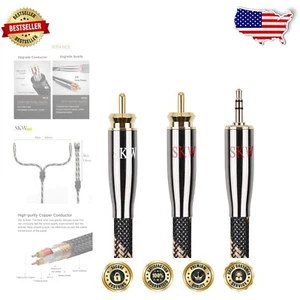 Durable 32.8ft 3.5mm to RCA Male Stereo Cable with Gold-Plated Connectors - Picture 1 of 8