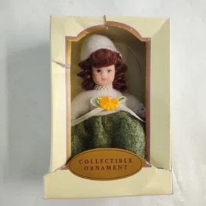 Bed Bath & Beyond 4” Porcelain Doll A/24 Collectible Ornament Christmas Red Hair - Picture 1 of 13