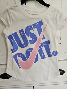 Girls Kids Youth NIKE Short Sleeve Shirt NEW White Just Do It Size 4 - Picture 1 of 1