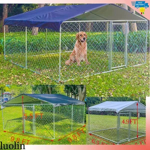 Dog fence 10 x 10Ft /6.5 x 6.5Ft Outdoor Chain Link Dog Kennel Enclosure w/ Door - Picture 1 of 20