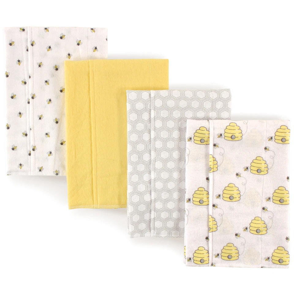 Hudson Baby Flannel Burp Cloths Bee Designs Machine Washable 100 Cotton 4 PK
