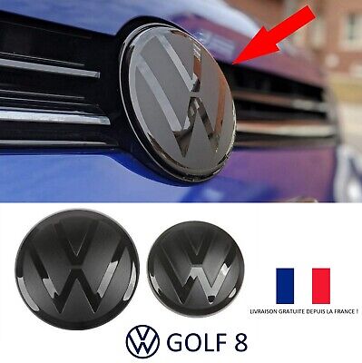 ❇️Pack 2 Logo VW Noir Brillant Mat GOLF 8 ACC Arrière Avant AV + ARR 2020-2023❇️ • 47.89€