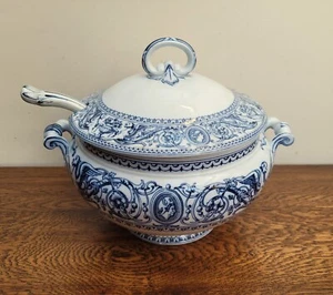 Victorian Minton Florentine Transfer Printed Soup Tureen Cover & Ladle c1862 - Picture 1 of 14