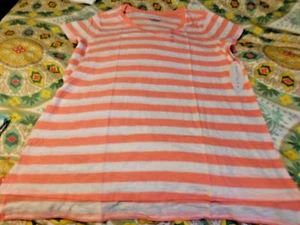 Boutique, taglia 1X, nuova con etichetta, camicia a righe corallo, così morbida, 100% cotone - Foto 1 di 2