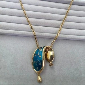 Salvador Dalì collana orologio fusione placcato oro su argento sterling usato Giappone - Foto 1 di 13