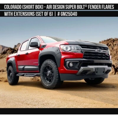 Se adapta a 21-22 Colorado cama corta diseño aire Super Bolt guardabarros llamaradas negro GM25D40 Foto 1 de 4