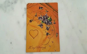 Antique To My Valentine Postcard With Purple Voilets - Picture 1 of 4