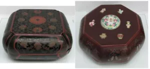 2 MARAVILLOSAS CAJAS DE BODA LACADAS A MANO ANTIGUAS CHINAS GRANDES - Imagen 1 de 12