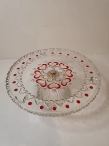 Walther Glass? Kristalglass Vintage Love heart Glass Cake Stand Starbucks Used?? - Picture 1 of 14