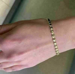 Vintage Style 14K Yellow Gold Finish Valentine Heart Shape Women's Fine Bracelet - Picture 1 of 5