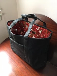 Neu J. Crew wendbare rote Paisley Baumwolle/schwarz Raffia Beuteltasche mit Reißverschlusstasche - Bild 1 von 9