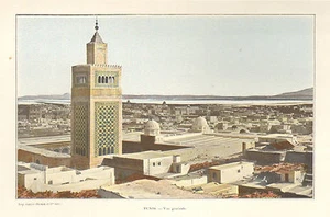 TUNISIE TUNISIA TUNIS VUE GENERALE IMAGE COULEURS 1906 PRINT - Foto 1 di 1
