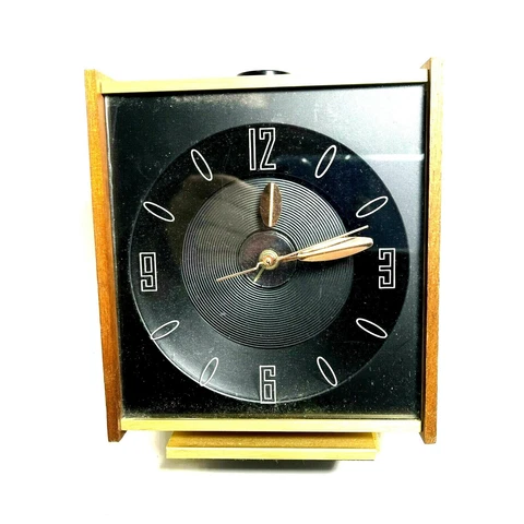 Vintage High Times Ceiling  Clock Modern Alarm Copper Hands Black Face 1960's Cover