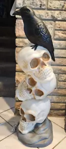Blasform TOTENKOPF Halloween Skelett Krähe Rabe 2024 36" 3 Fuß hoch AUSVERKAUFT - Bild 1 von 5