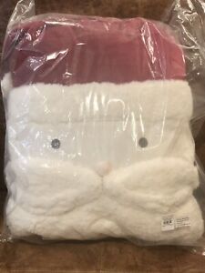 NEW Pottery Barn Kids White Santa Face Shaped Holiday Christmas Pillow 18" x 16"