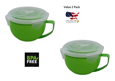 Paquete de 2 tazones para sopa y estofadora para microondas taza fideos vapor avena 29 onzas Foto 1 de 4