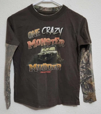Camisa Realtree Ranger Niños Talla 8 Manga Larga Monster Mudder Estampado Gráfico Foto 1 de 3