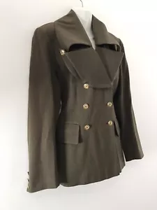 JEAN PAUL JACKET VINTAGE KHAKI MILITARY STYLE DOUBLE BREAST FITTED SIZE 10 U.K. - Picture 1 of 12