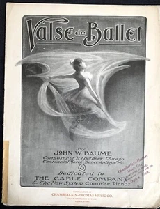 Valse de Ballet by John W. Baume Piano Sheet Music Antique 1904 Art Deco - Picture 1 of 3