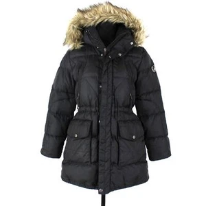 Polo Ralph Lauren Black Down Insulated Faux Fur Trim Hooded Puffer Coat Girls L - Picture 1 of 7