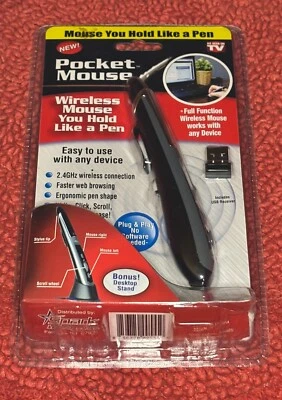 POCKET MOUSE AS SEEN ON TV GENUINE WIRELESS OPTICAL Mouse Held Like A Pen - NEW - Image 1 of 3