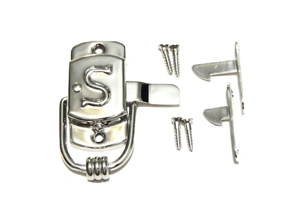Sellers Kitchen Cabinet Latch  "S" Type  Nickel Plated Brass Left Side Door - Image 1 of 4