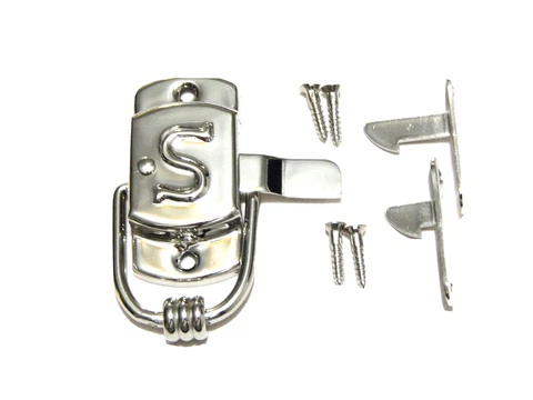 Sellers Kitchen Cabinet Latch  "S" Type  Nickel Plated Brass Left Side Door Cover