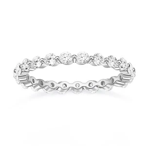 2 mm 925 Sterling Silber Ehering Rund Zirkonia Voll Eternity Stack... - Bild 1 von 6