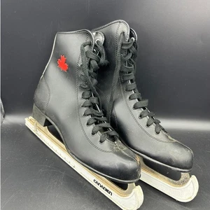 Vintage Canadian Flyer Ice Figure Skates Men’s Size 9 Hockey w/Guards - Picture 1 of 11