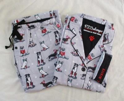 Conjunto de pijama de franela Pj Salvage KICKIN' IT talla: mediana GRIS CLARO 100 % algodón nuevo con etiquetas Foto 1 de 4