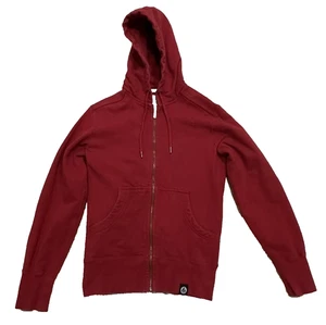 Felpa con cappuccio American Giant uomo rossa full zip S pesante USA gomiti imbottiti - Foto 1 di 10