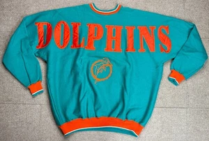 Legends Vtg NFL Embroidered Spellout Big Logo Miami Dolphins Sweatshirt Size 2X - Picture 1 of 9