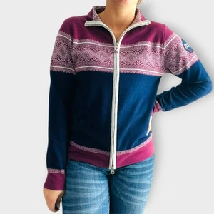 Cárdigan Suéter North Worn Cremallera Nórdico Naturaleza Isla Justa Tejido Azul Lana Talla L - Imagen 1 de 13