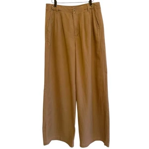 Pantaloni Madewell The Harlow gamba larga taglia 10 vita alta misto lino ruggine lyocell - Foto 1 di 13