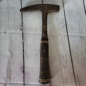 Vintage Estwing Rock Pick Pointed Hammer Stacked Leather Handle - Picture 1 of 12