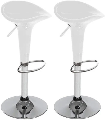 Set 2 Sgabelli Cucina Regolabile Acciaio e ABS Sgabello Girevole Bianco Casa Bar - Immagine 1 di 4
