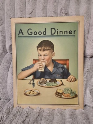 1953 - Consejo Nacional de Productos Lácteos - Una buena cena - Expositor de pie de 18x13" Foto 1 de 4