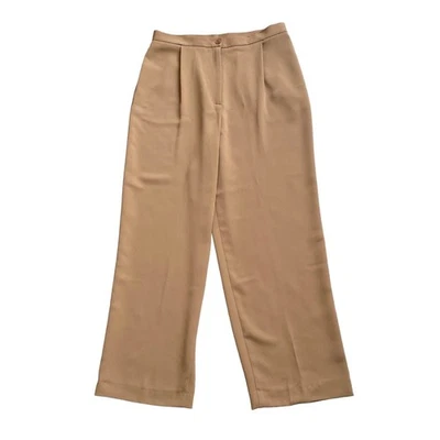 YANSI FUGEL Womens Size 12 Tan High Rise Pleated Front Dress Pants 28" Inseam - Image 1 of 4