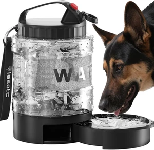 Botella de agua portátil para perros, dispensador de cuenco de agua de viaje grande 77 oz, negro - Imagen 1 de 12