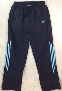 Adidas Pants Mens Medium Blue Lined Windbreaker Ankle Zipper Warm Up - Picture 1 of 5