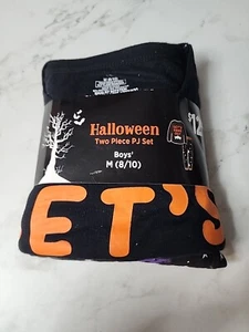 Halloween Two Piece PJ Pajama Set size M 8/10 - Let’s Hang Out/Bats/Pumpkins NEW - Picture 1 of 4