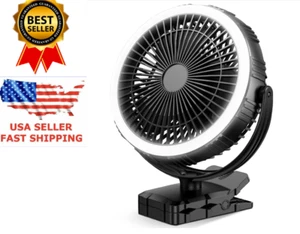 10000mAh Battery Operated Fan,  Portable Clip On Fan  hook & Light (Original $40 - Picture 1 of 17